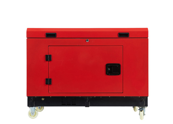 Air Cooled 10 Kva Portable Diesel Power Generator Soundproof Genset Red Color